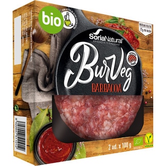 SORIA NATURAL BurVeg hamburguesa a la barbacoa ecológica y vegana con AOVE extra pack 2 unidades 100 g