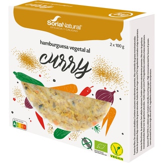 SORIA NATURAL hamburguesa al curry ecológica, vegana y sin gluten pack 2 unidades 100 g