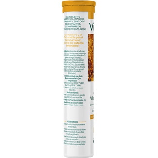 Sistema Inmunitario vitamina C 500 mg + zinc sabor naranja sin gluten tubo 20 comprimidos - Vive+