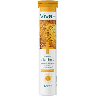 VIVE+ Sistema Inmunitario vitamina C 500 mg + zinc sabor naranja sin gluten tubo 20 comprimidos