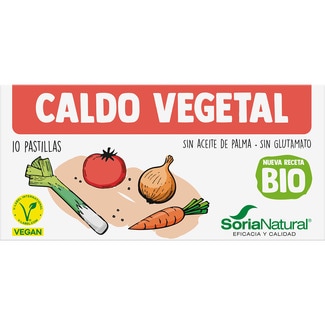 SORIA NATURAL Bio caldo vegetal vegano en pastillas ecológico sin glutamato estuche 10 pastillas
