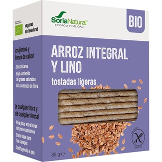 SORIA NATURAL tostadas ligeras de arroz integral y lino ecológicas y sin gluten envase 100 g