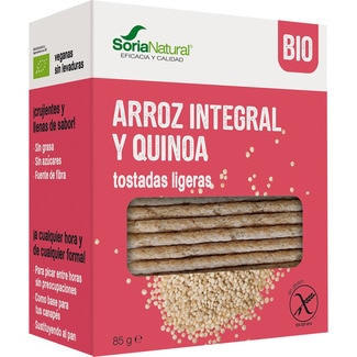 SORIA NATURAL tostadas ligeras de arroz integral y quinoa ecológicas y sin gluten envase 100 g