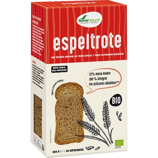 SORIA NATURAL Espeltrote pan tostado integral de trigo de espelta y trigo dextrinado ecológico envase 300 g