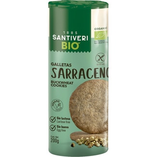 SANTIVERI Organic Bio galletas de trigo sarraceno ecológicas sin gluten y sin lactosa paquete 200 g