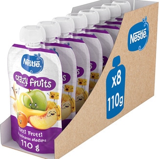 Crazy Fruits Tutti frutti sin gluten y sin azúcares añadidos desde 12 meses bolsita 110 g - Nestle