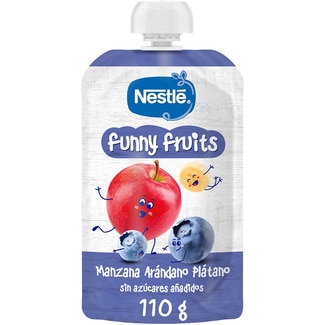 NESTLE Funny Fruits Apfel, Blaubeere und Banane ohne Zuckerzusatz ab 6 Monaten Beutel 110 g