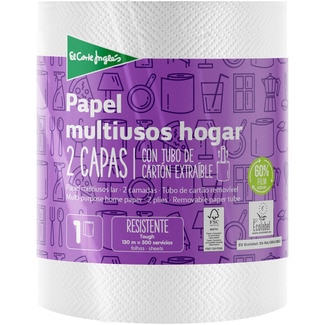 EL CORTE INGLES papel de cocina multiusos 2 capas envase 1 rollo con tubo de cartón extraible