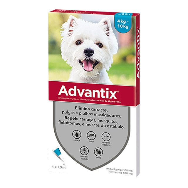 Advantix – Pipetas desparasitantes Bayer Advantix para perros de 4 a 10 Kg.