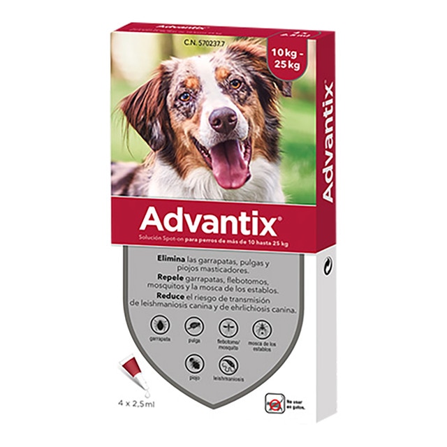 Advantix – Pipetas desparasitantes para perros de 10 a 25 Kg Bayer Advantix.