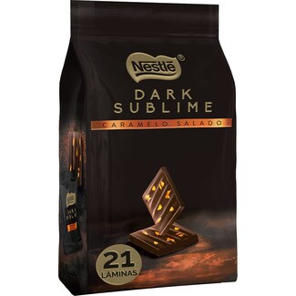 NESTLE DARK SUBLIME Täfelchen aus dunkler Schokolade mit salzigem Karamell Karton 150 g
