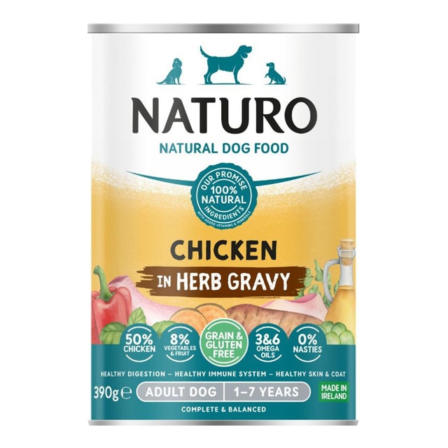 Naturo – Comida húmeda para perros adultos Naturo pollo y vegetales grain free 390 g.