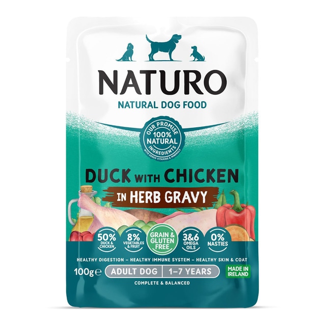 Naturo – Comida húmeda para perros adultos Naturo pato y pollo grain free en salsa 100 g.