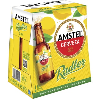 AMSTEL RADLER cerveza rubia con zumo natural de limón pack 6 botellas 25 cl