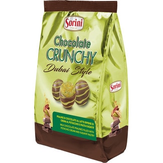 SORINI bombones de chocolate con leche crujientes rellenos de crema de pistacho y kadayif bolsa 200 g