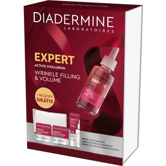 DIADERMINE estuche Expert Active Hyaluron con crema de día rellenadora + crema de noche regeneradora + sérum antimanchas