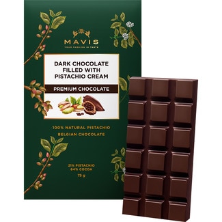 MAVIS Belgian dark chocolate filled with pistachio cream tablet 75 g