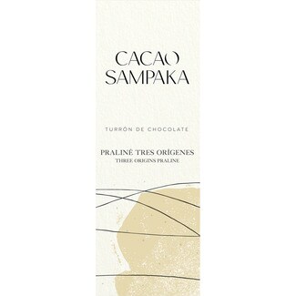 CACAO SAMPAKA turrón de chocolate praliné tres orígenes y pistacho estuche 300 g