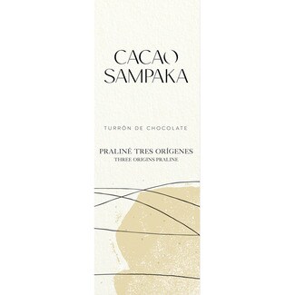 CACAO SAMPAKA turrón de chocolate praliné tres orígenes estuche 300 g