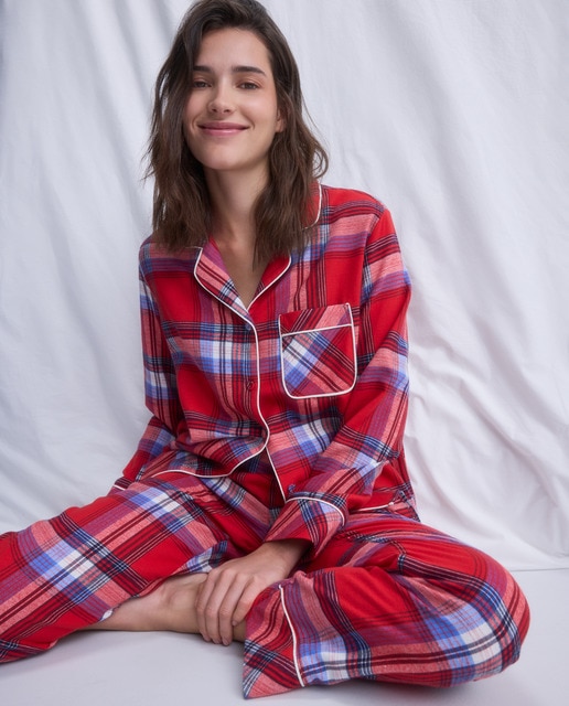 Pijama camisero de mujer de cuadros