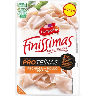 CAMPOFRIO Finíssimas sliced cooked chicken breast high in protein container 160 drained weight g