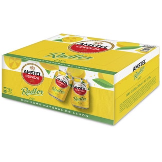 AMSTEL RADLER cerveza rubia con zumo natural de limón pack 12 latas 33 cl