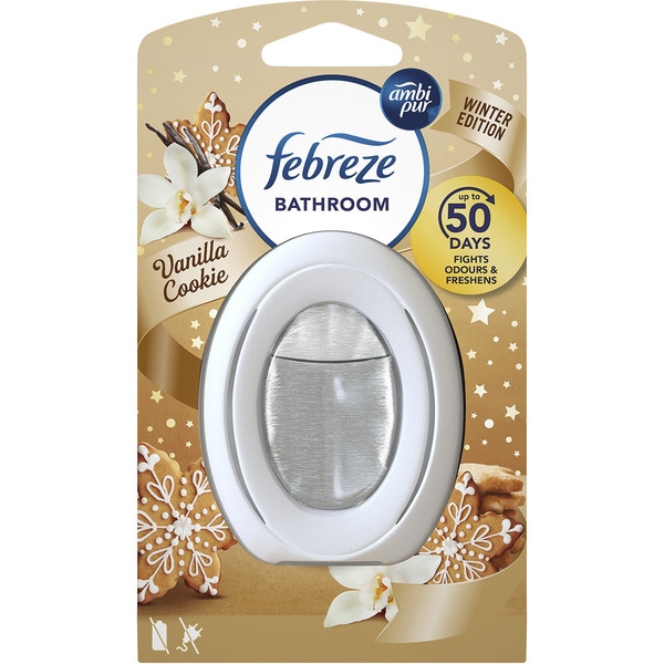 Lufterfrischer für das Bad Air Mist Febreze 2 in 1 Cookie und Vanille Blister 1 Einheit
