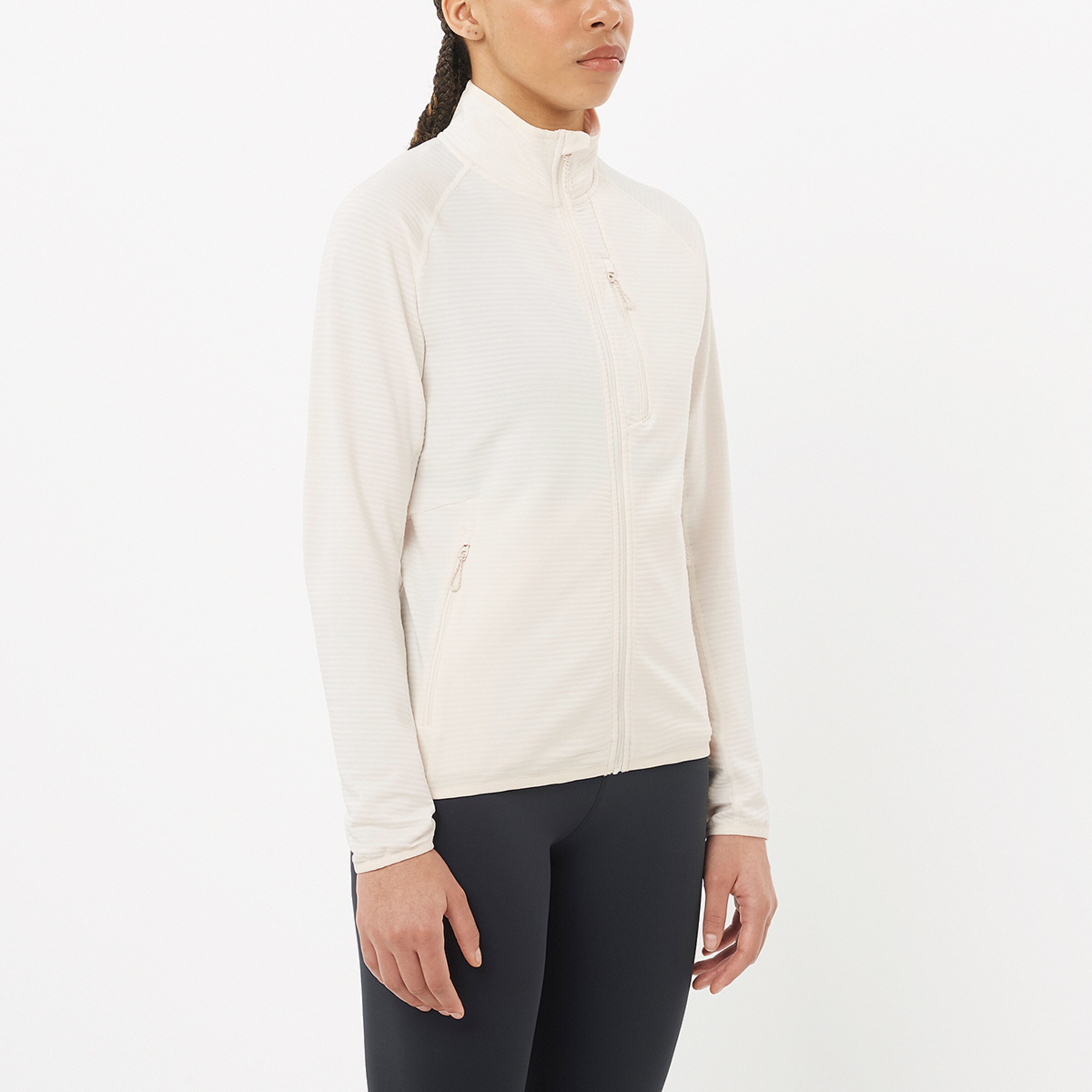 Salomon Chaqueta intermedia de cremallera completa para mujer SNTIAL LIGHTWARM FZ W Blanco