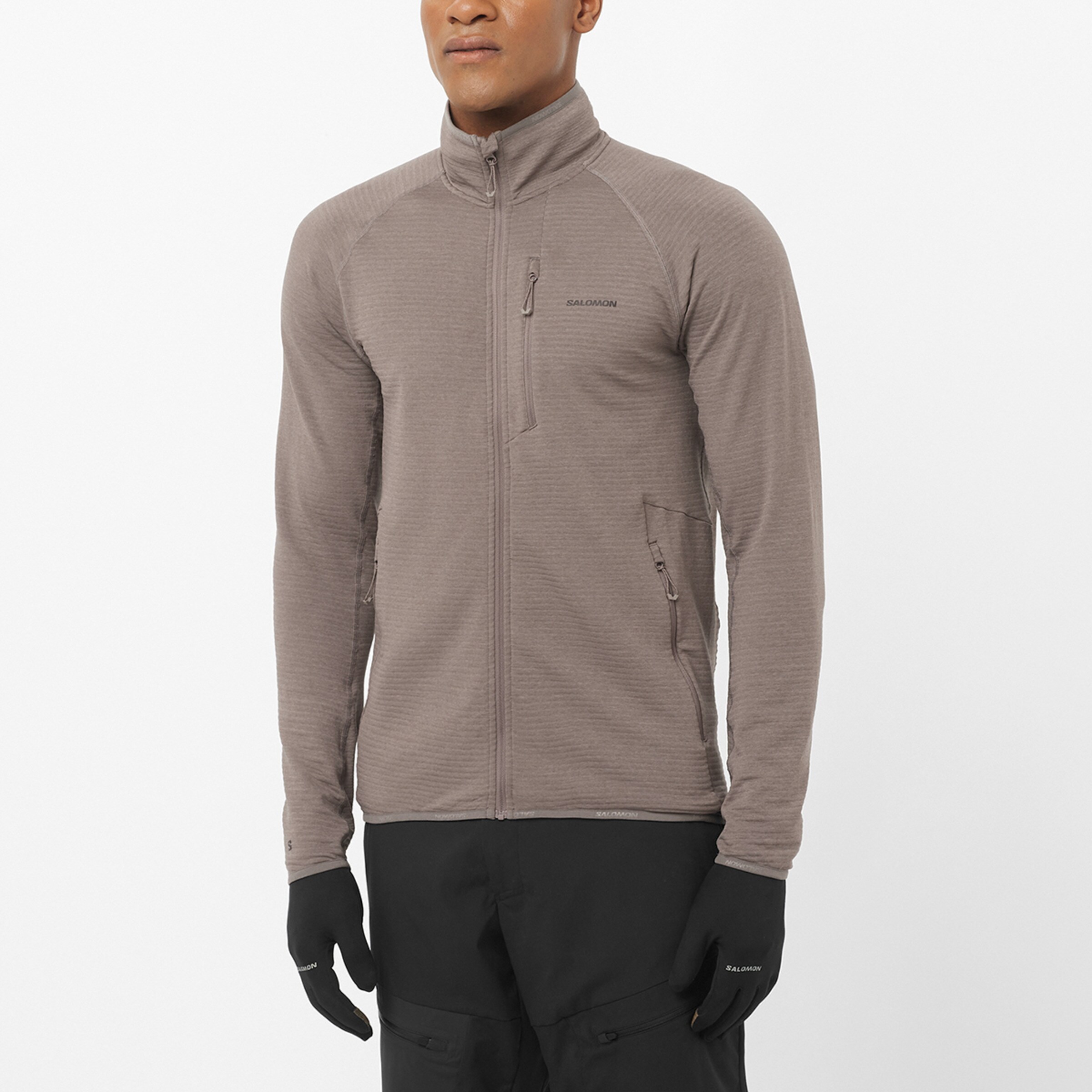 Salomon Chaqueta intermedia de cremallera completa para hombre SNTIAL LIGHTWARM FZ M Rojo