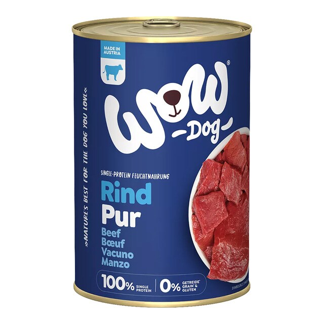 Wow – Comida húmeda para perros adultos Wow vacuno puro 400 g.