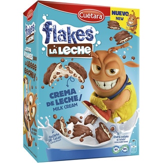 CUETARA FLAKES La Leche galletas de cacao rellenas de crema de leche packet 480 g