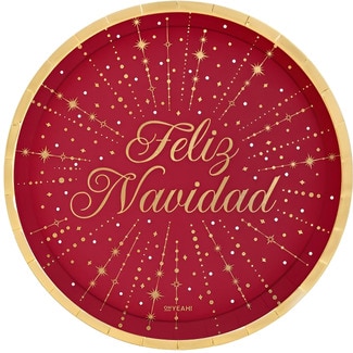 OH YEAH! PARTY plato llano cartón Feliz Navidad 23 cm pack 6 unidades