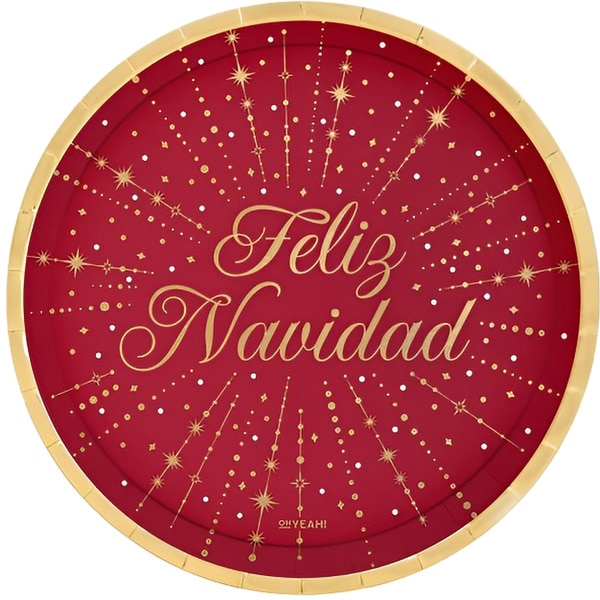 Merry Christmas paper dinner plate 23 cm pack 6 units