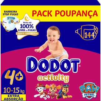 Dodot Box Fraldas Activity 9-14kg T4+ embalagem 144 unidades