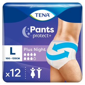 TENA Pants braguita de incontinencia unisex absorción plus night talla L 100 - 135 cm Tasche 12 Einheiten