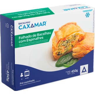 Caxamar Folhado de Bacalhau com Espinafres embalagem 450 g
