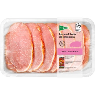 EL CORTE INGLES lomo de cerdo extra 50% Duroc adobado sin gluten peso aproximado bandeja 600 g