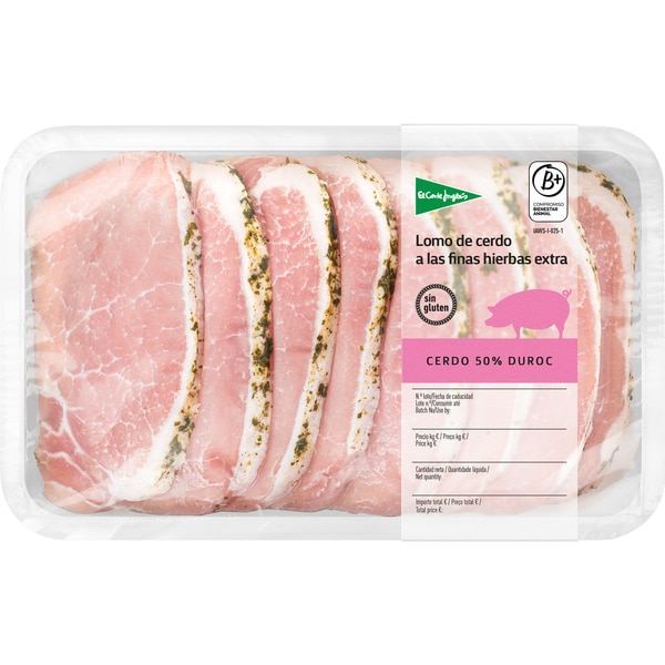 premium 50% Duroc pork loin with fine herbs gluten-free approximate weight tray 600 g