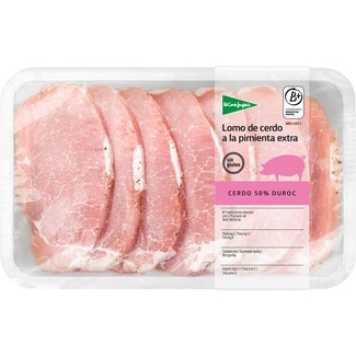 EL CORTE INGLES lomo de cerdo extra 50% Duroc a la pimienta sin gluten peso aproximado bandeja 600 g
