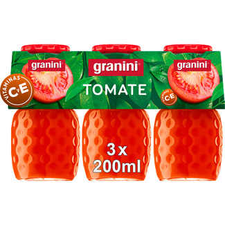 GRANINI zumo de tomate con vitaminas C y E pack 3 botellas 200 ml (envase de vidrio)
