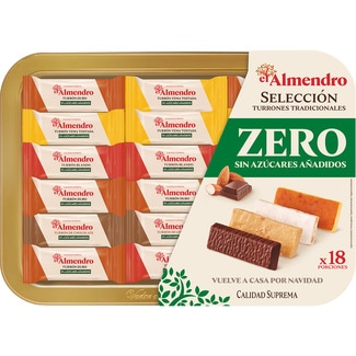 EL ALMENDRO Supreme Quality Zero Selection assorted nougats with no added sugar 18-pack tray 450 g