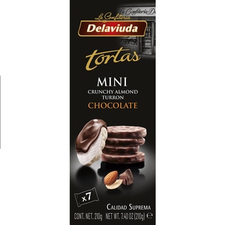 DELAVIUDA Supreme Quality mini crunchy almond and chocolate nougat cakes 7-pack case 200 g