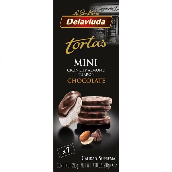 Mini-Torten aus Mandelkrokant- und Schokoladen-Turrón Spitzenqualität 7 Stück Karton 200 g