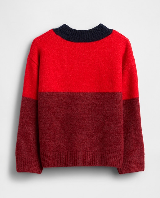 Suéter de bebé y niño pequeño colorblock con cuello alto
