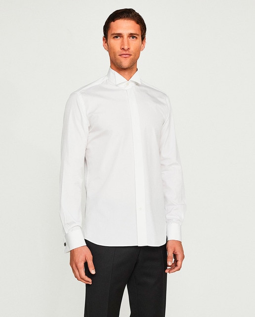 Camisa esmoquin puño doble popelin