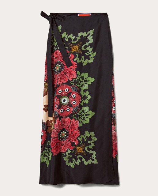 Falda midi de seda