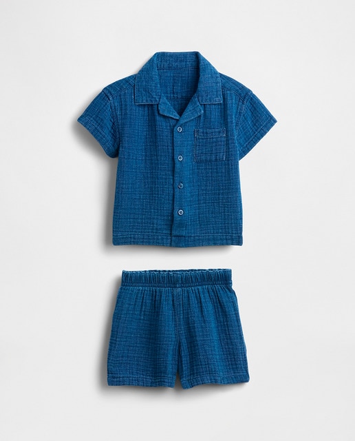 Conjunto en denim arrugado para bebé