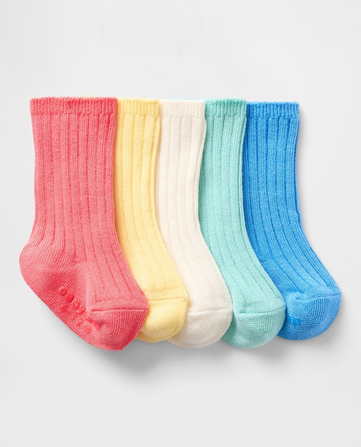 Pack de 5 calcetines de canalé para bebé con diseño de arcoíris