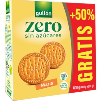 Gullón Bolacha Maria Zero Açúcar +200g embalagem 600 g