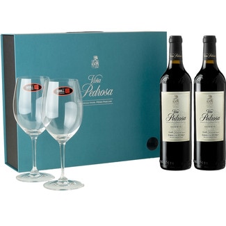 VIÑA PEDROSA vino tinto reserva DO Ribera del Duero estuche 2 botellas con 2 copas botella 75 cl